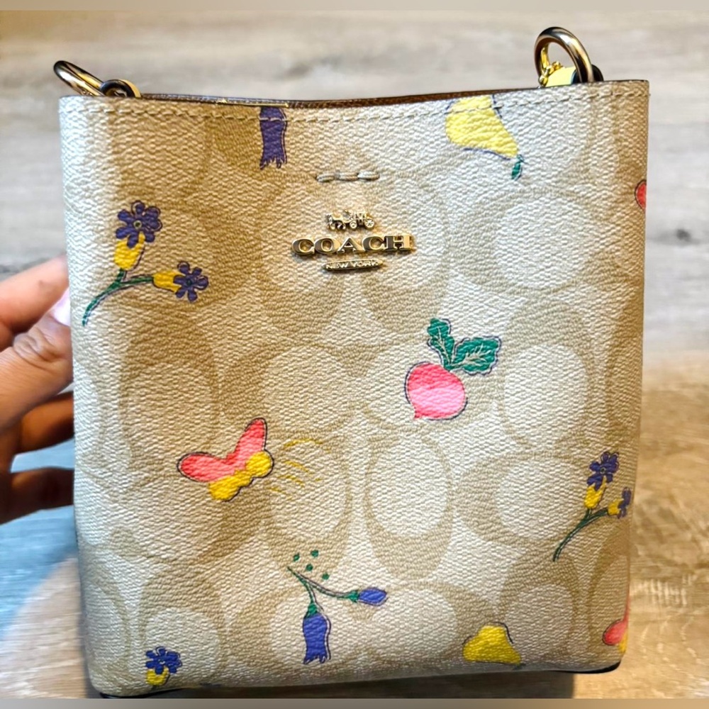 Coach Bucket Crossbody Bag With Butterfly And Floral Print